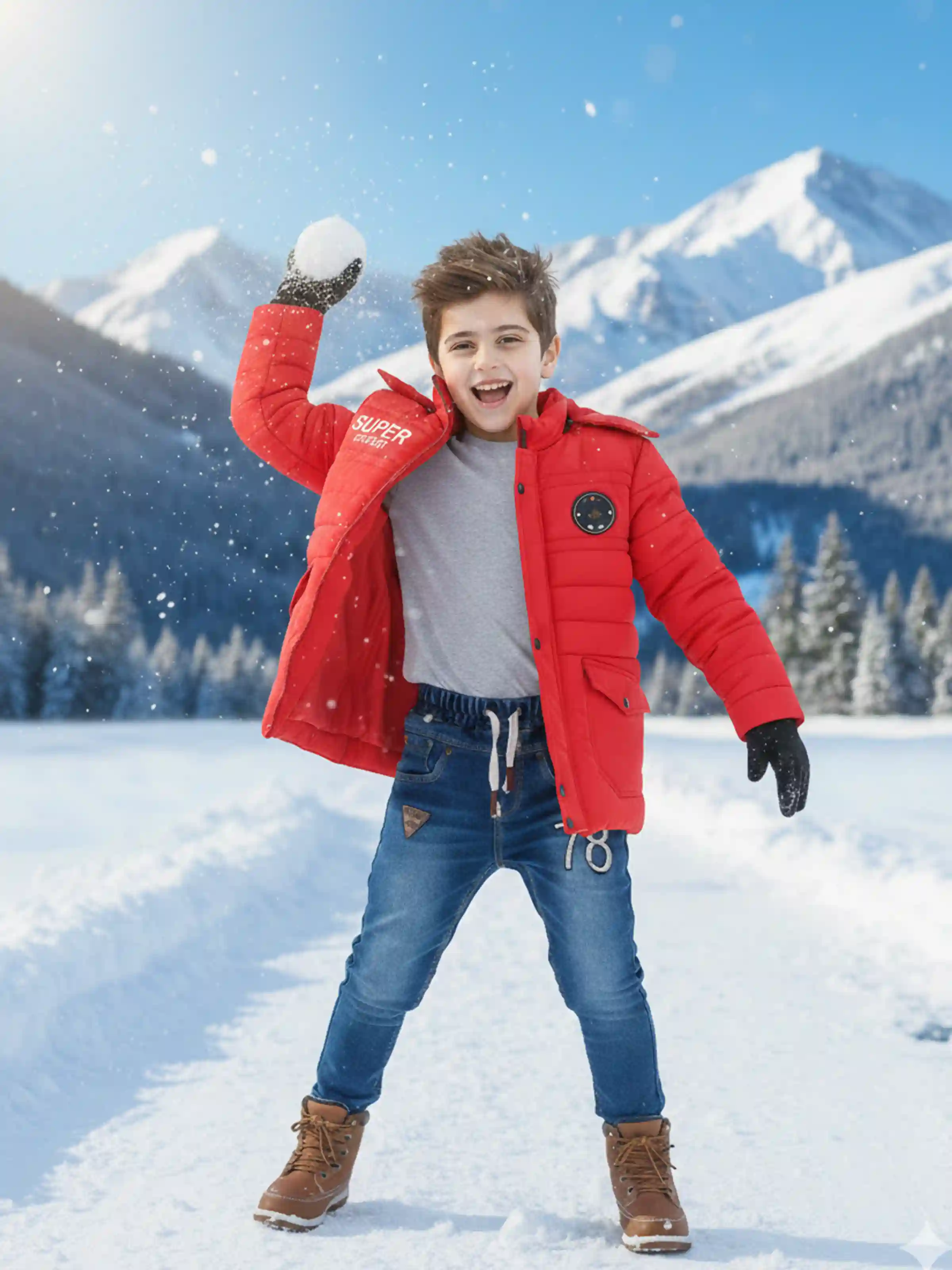 کاپشن پسرانه بچه گانه قرمز2